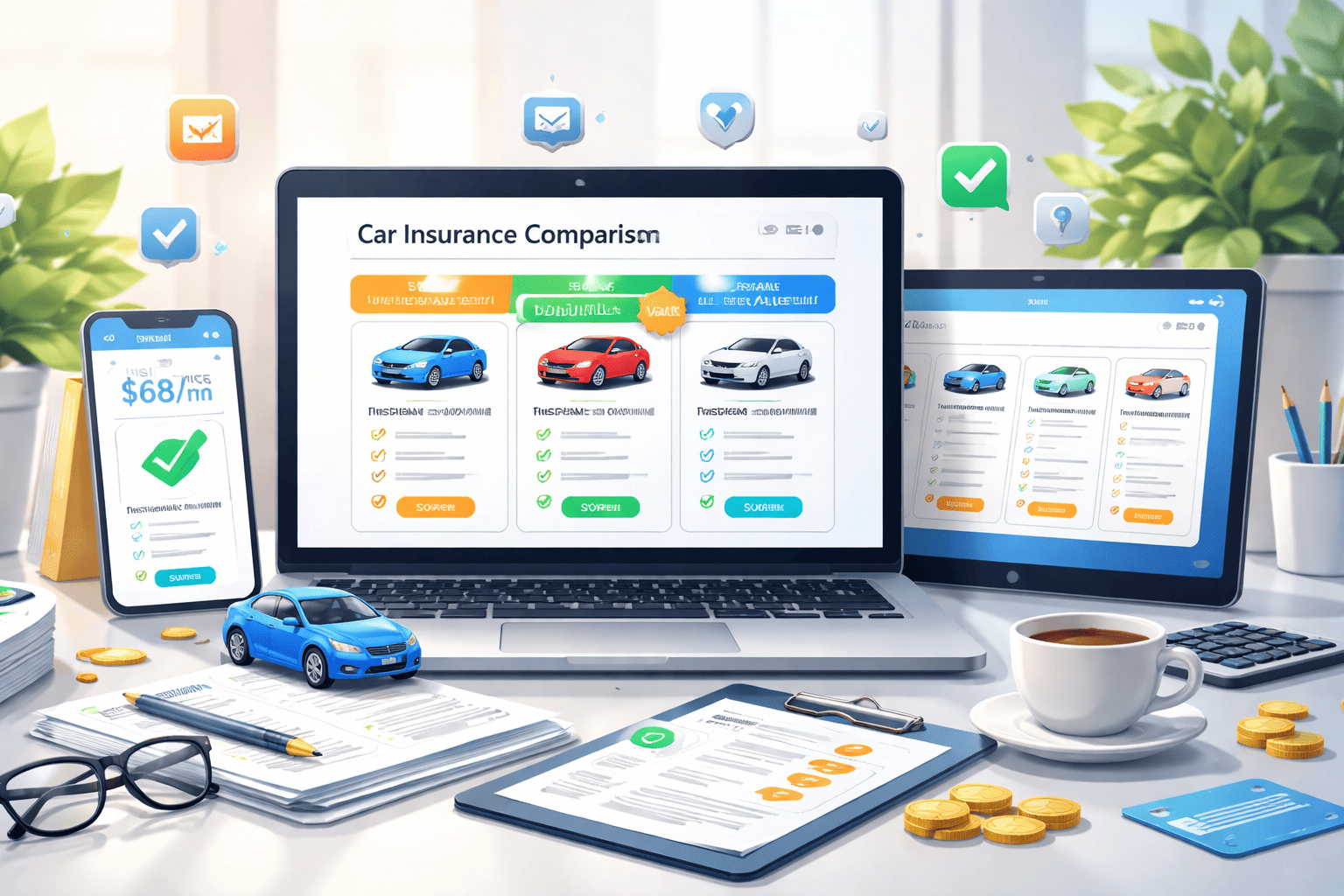 A digital interface displaying streamlined auto insurance policy comparison data
